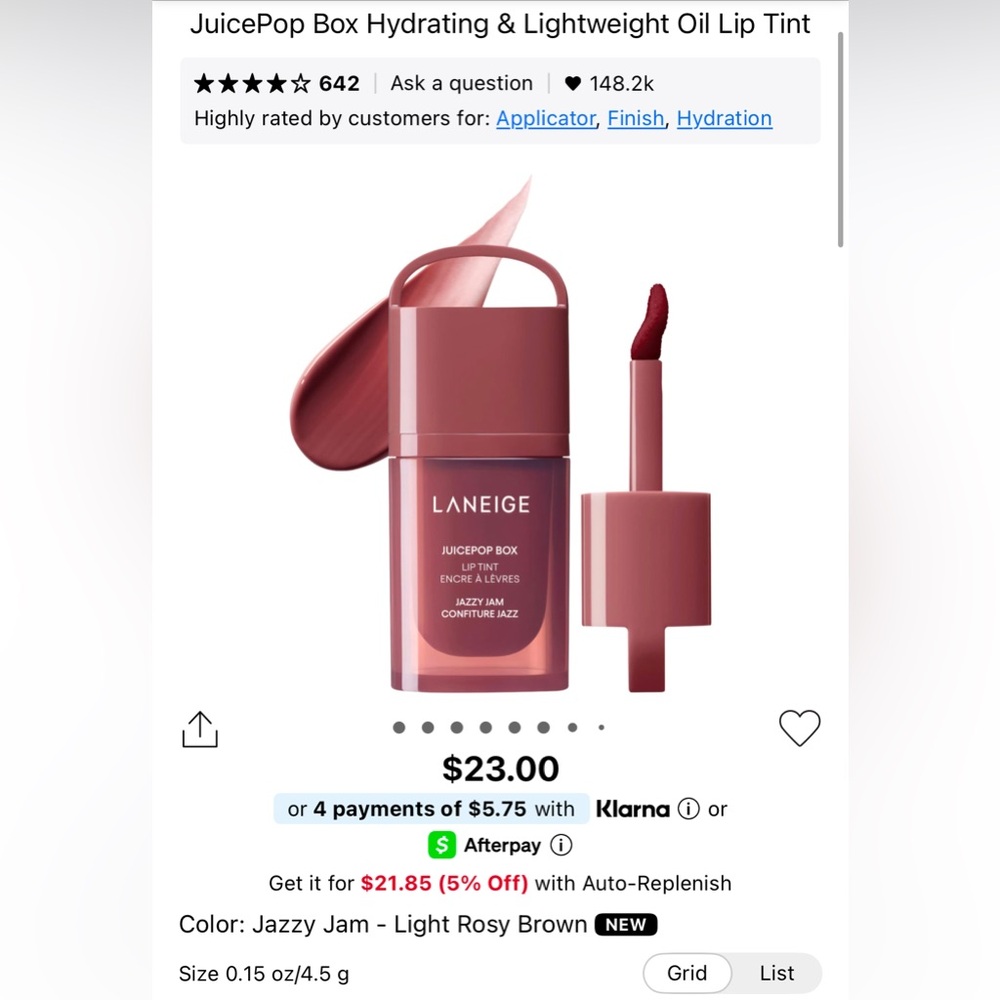 LANEIGE JuicePop Box Lip Tint — Jazzy Jam (Light Rosy Brown)